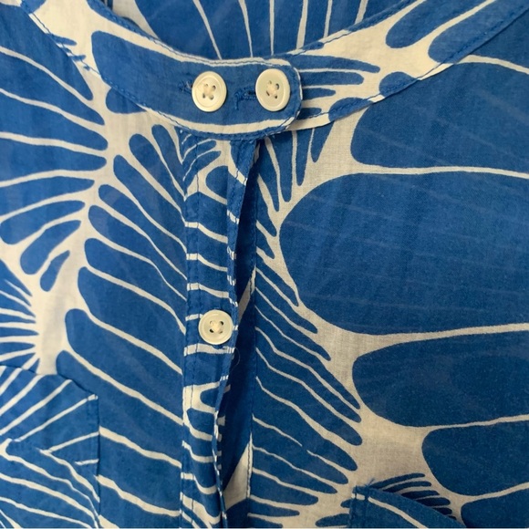 J. Crew Blue and White Leaf Print Tunic Swim Cover Up M - Picture 9 of 9